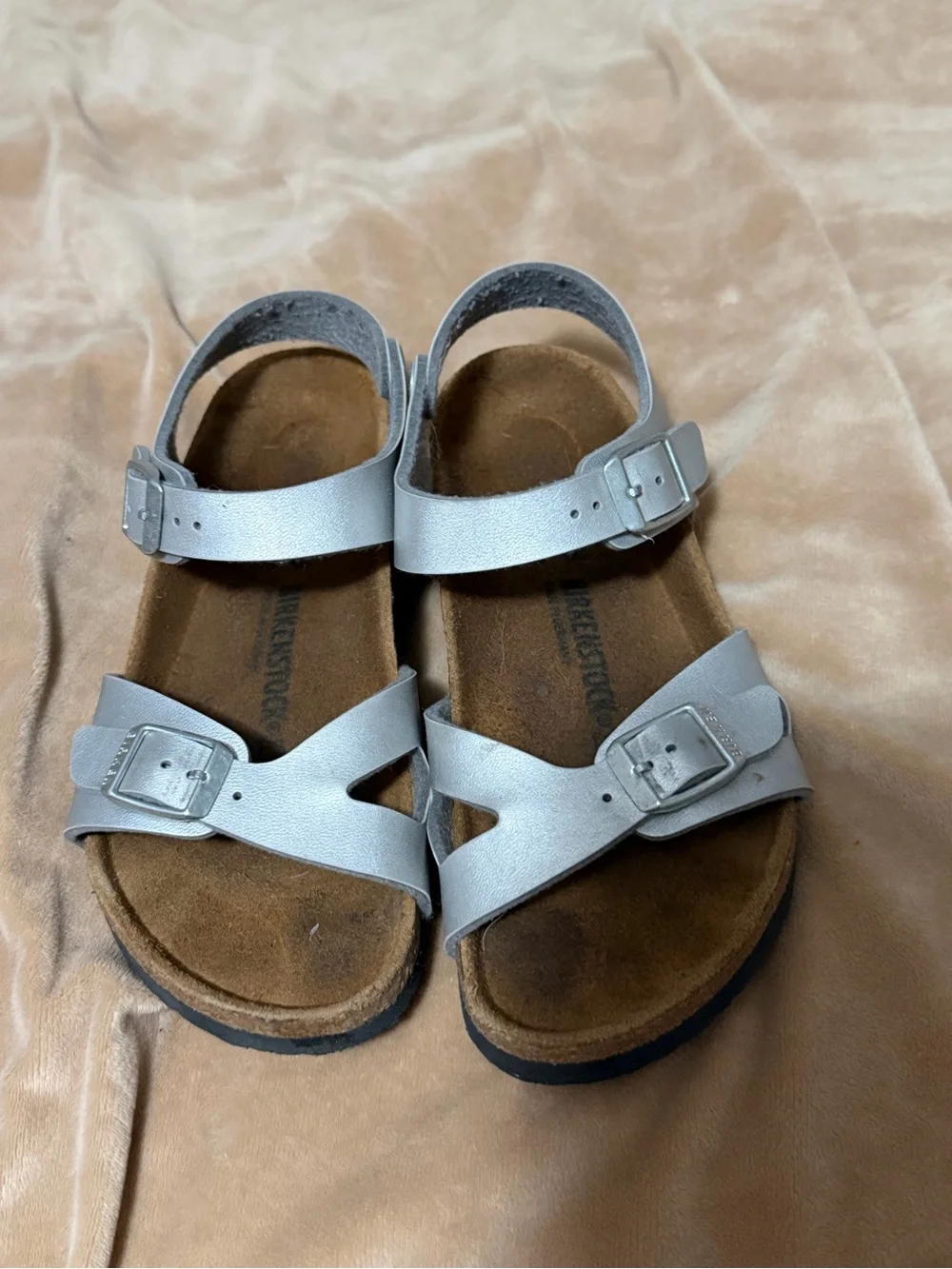 Birkenstocks Rio Kids Silver Buckle Sandals - Comfortable Girls 32/1 to 1.5